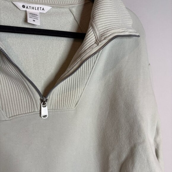 Athleta Retroplush Revive Half Zip Sweatshirt Celadon Light - Picture 3 of 6